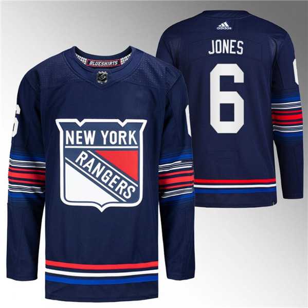 Mens New York Rangers #6 Zac Jones Navy Stitched Jersey Dzhi